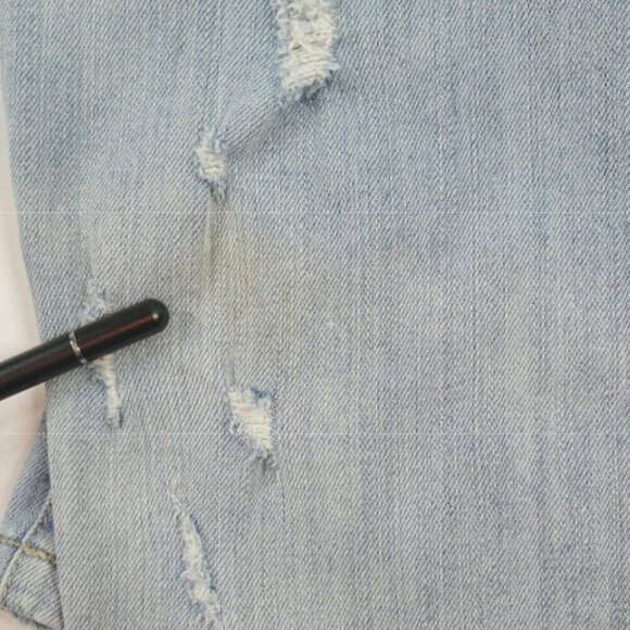 Basic House TBH Overall Womens Small Blue Denim Light Wash Crop Distressed Korea - Picture 16 of 16